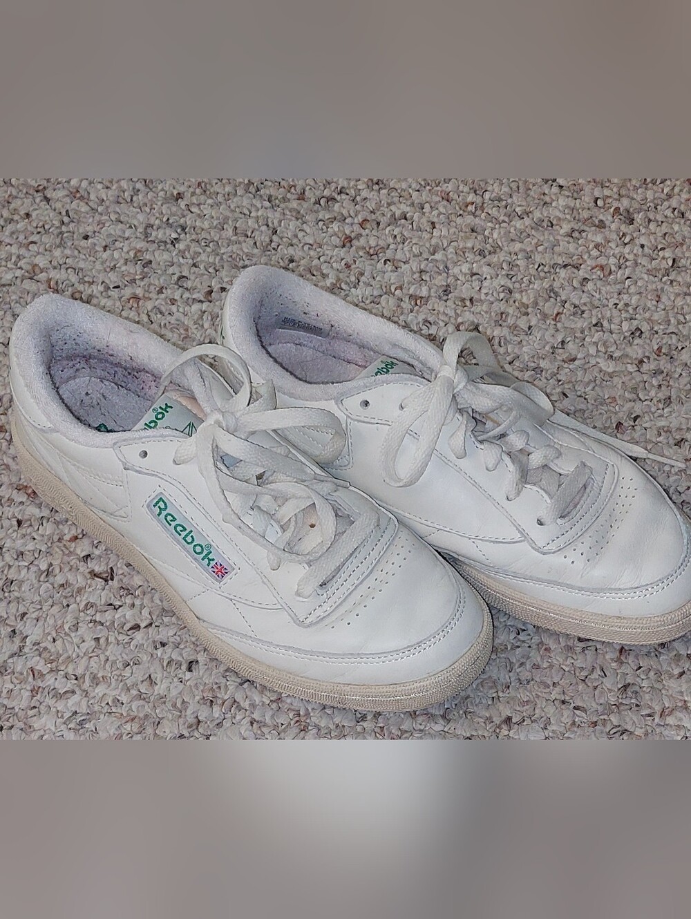 Reebok Off-White Leather Low-Top Sneakers with Mint Logo